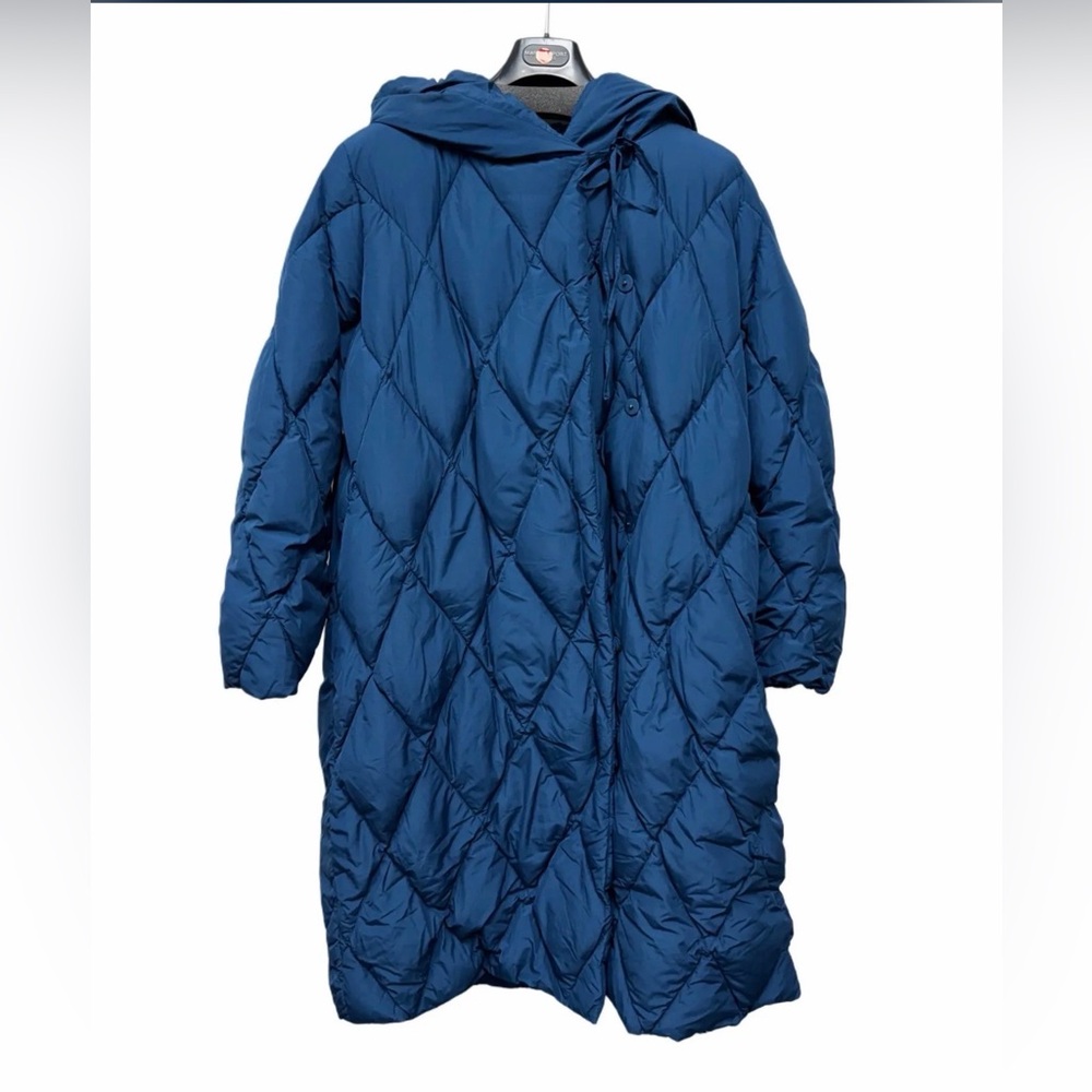 Marina Rinaldi Deep Blue Prisma Puffer Coat
